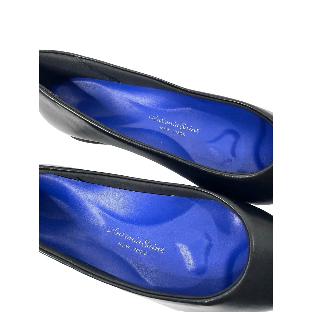 Antonia Saint NY leather pointed toe flats Size 7B black comfort shoes